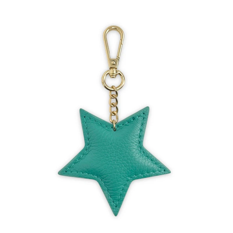 Porte-clés en cuir grainé ETOILE Bleu des mers du sud