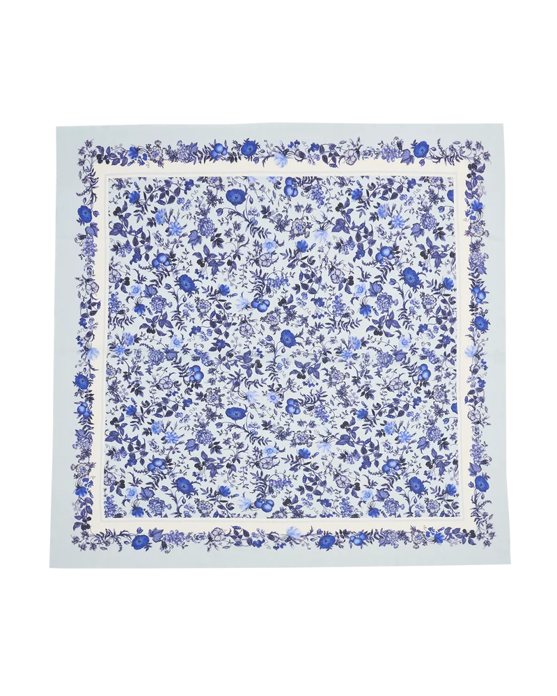 Ditsy Folk Square Scarf in Blue