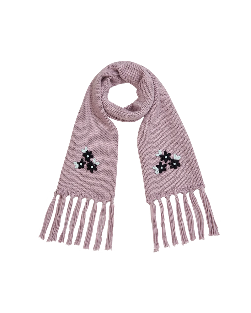 Forget-Me-Not Knitted Scarf in Lilac