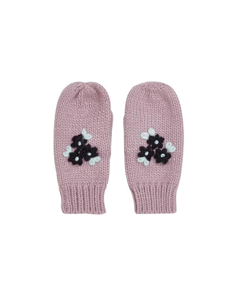 Forget-Me-Not Knitted Lilac Mittens