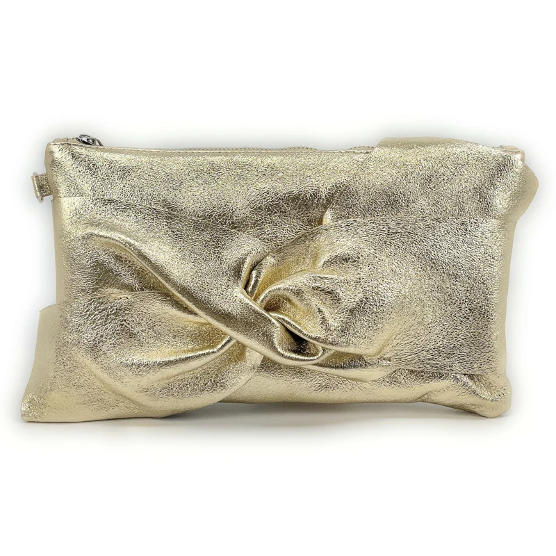 Sac pochette en cuir irisé SHERAZADE Or pâle