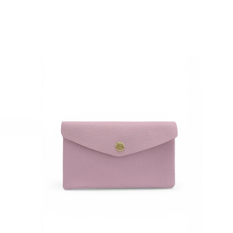 Pochette porte-monnaie en cuir grainé COMPO Rose pastel