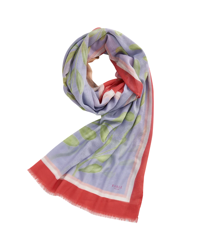 Catherine Rowe Pet Portraits Pug Lightweight Scarf in Blue