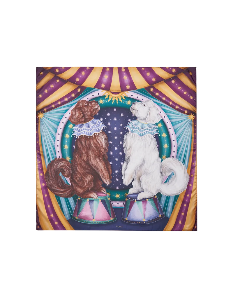 Catherine Rowe Pet Portraits Doodle Square Scarf in Purple