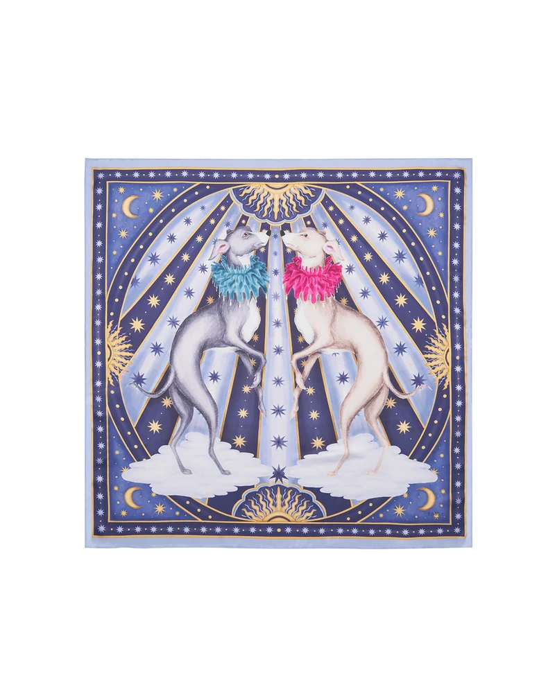Catherine Rowe Pet Portraits Whippet Square Scarf in Blue
