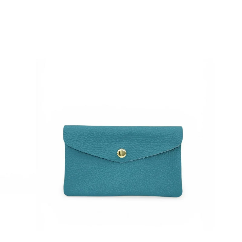 Pochette porte-monnaie en cuir grainé COMPO Bleu des mers du sud