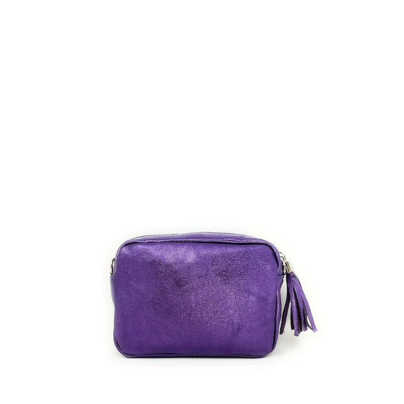 Sac trotteur à bandoulière en cuir irisé LITTLE SEVILLE Améthyste