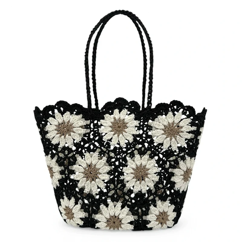 Panier cabas en pur coton GIPSY Noir