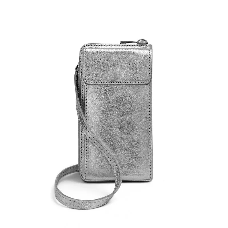 Mini-sac pochette en cuir irisé STREET Argent moyen