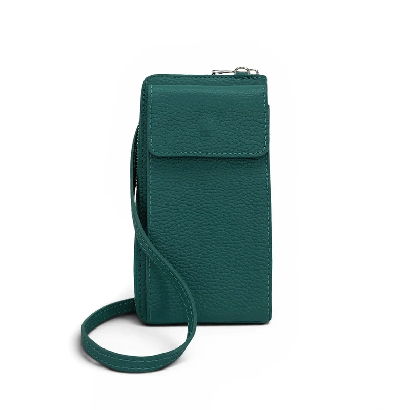 Mini-sac pochette en cuir grainé STREET Vert canard