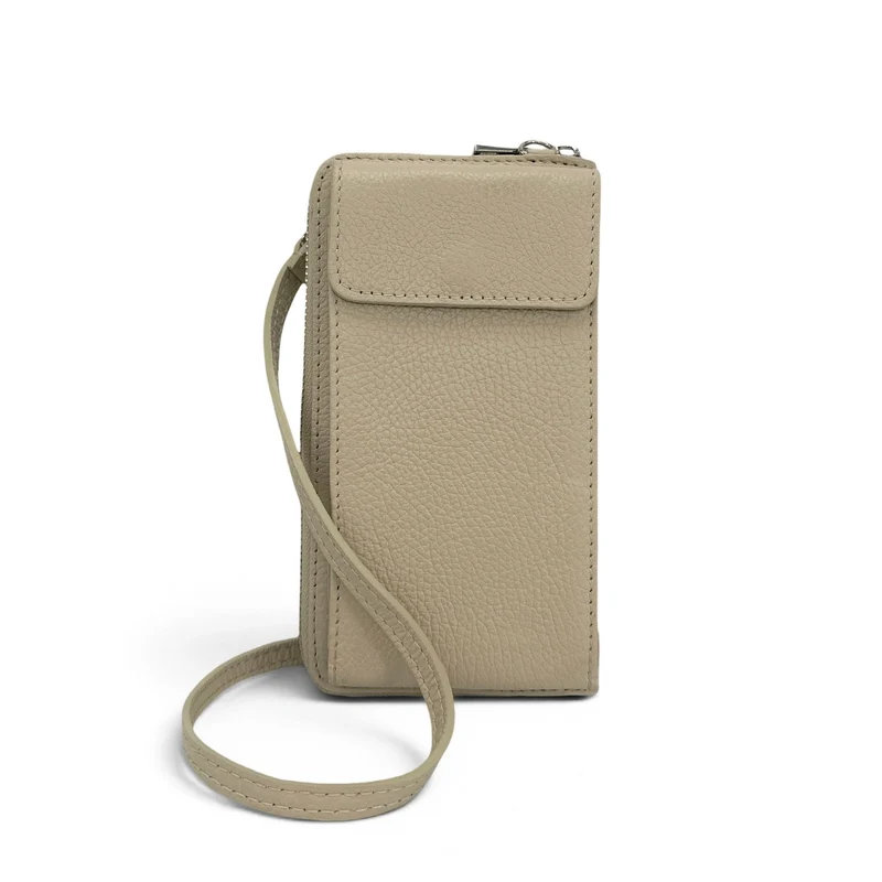 Mini-sac pochette en cuir grainé STREET Taupe