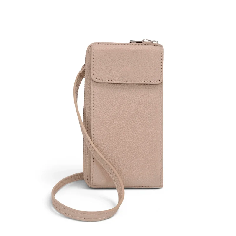Mini-sac pochette en cuir grainé STREET Rose nude