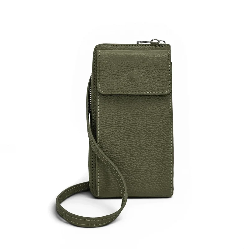 Mini-sac pochette en cuir grainé STREET Vert kaki