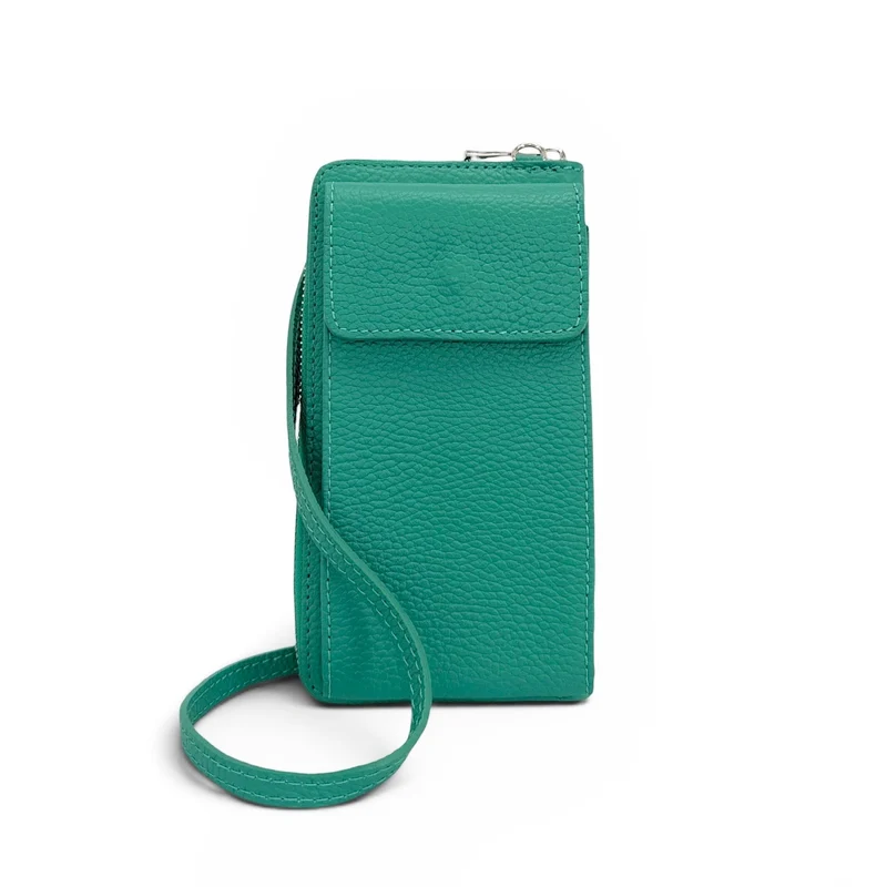 Mini-sac pochette en cuir grainé STREET Bleu des mers du sud