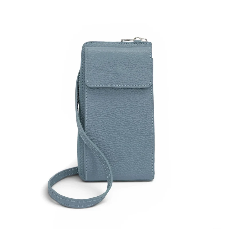 Mini-sac pochette en cuir grainé STREET Bleu pastel