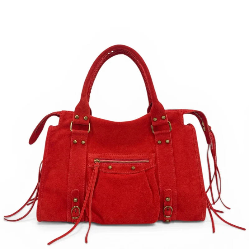 Sac à main en daim STORM SUEDE Rouge garance