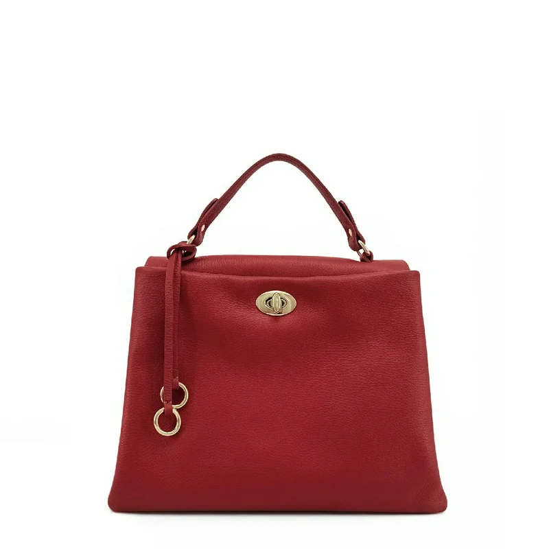 Sac à main en cuir grainé CHELSEA Rouge garance