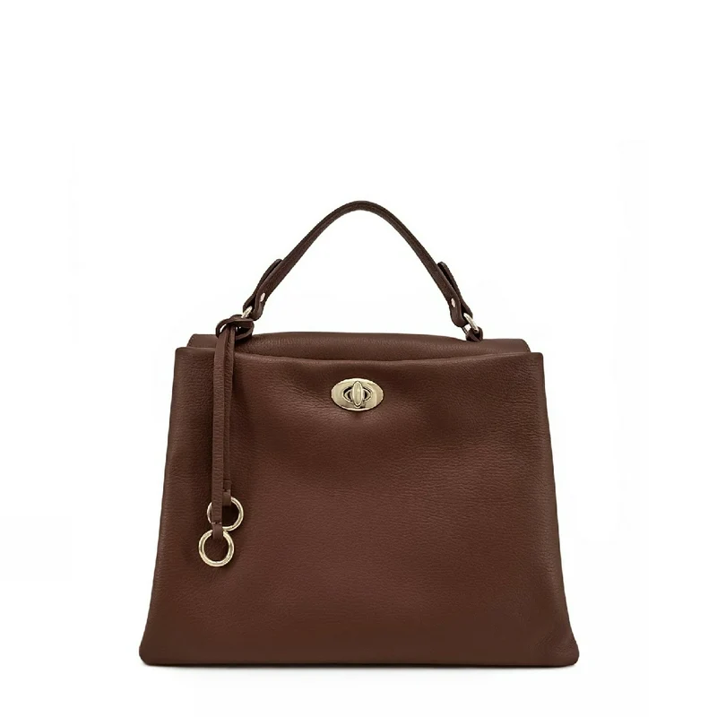 Sac à main en cuir grainé CHELSEA Marron chocolat