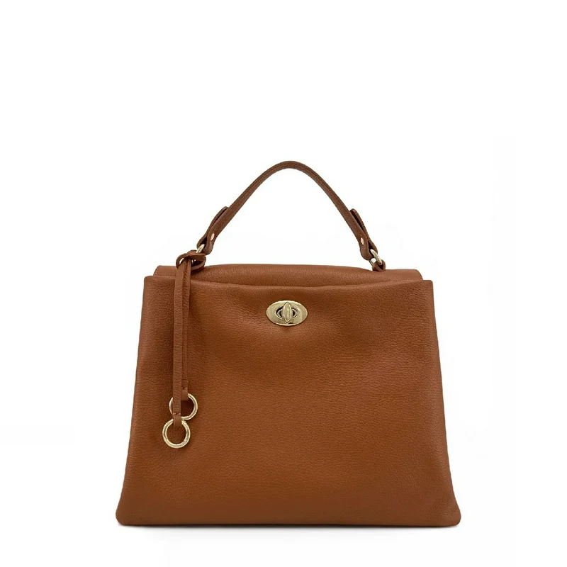 Sac à main en cuir grainé CHELSEA Marron camel foncé
