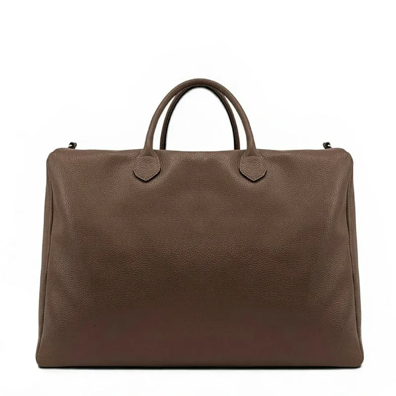 Sac de voyage en cuir grainé BERGEN Marron moka