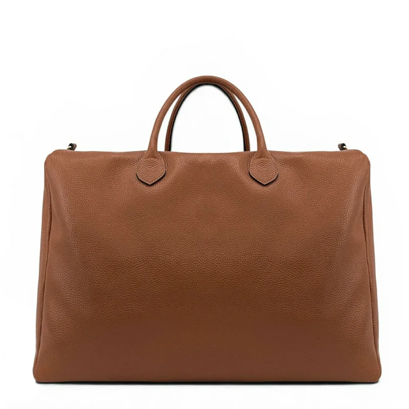 Sac de voyage en cuir grainé BERGEN Marron camel foncé