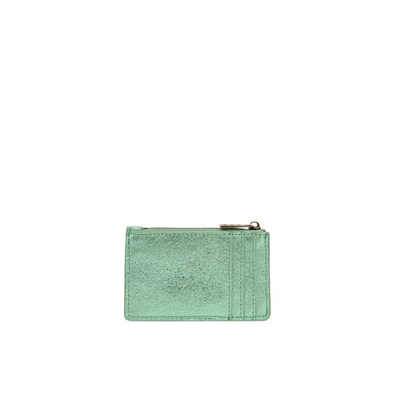 Porte-monnaie porte-cartes en cuir irisé EKKO Vert menthe givrée