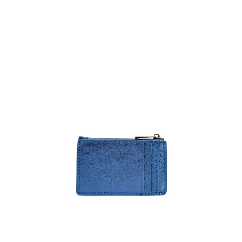 Porte-monnaie porte-cartes en cuir irisé EKKO Bleu cobalt