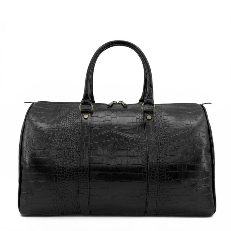 Sac de voyage en cuir embossé crocodile DARWIN Noir