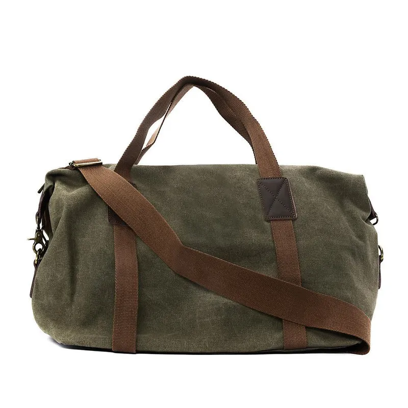 Sac week-end en toile et cuir brut HAO Vert olive