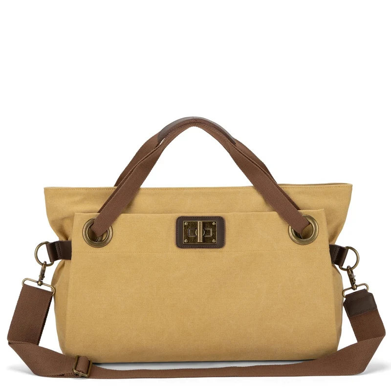 Sac week-end en cuir et toile TOBAGO L Jaune