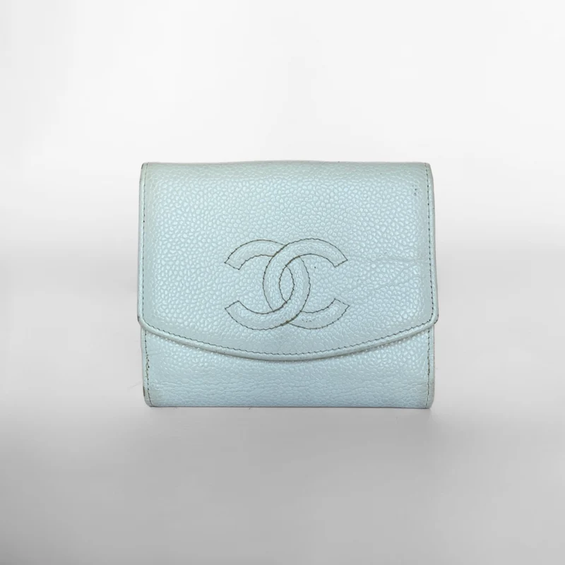 Chanel Portefeuille compact Timeless CC Caviar blanc