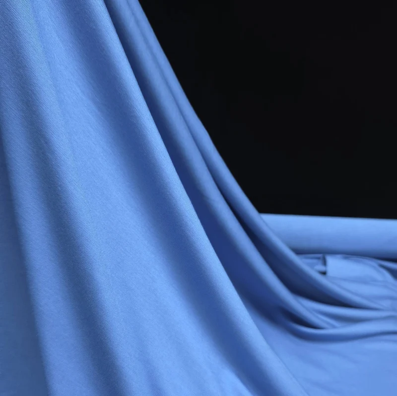 Jersey de rayonne | Uni | Bleu | 145 cm | Fin de rouleau