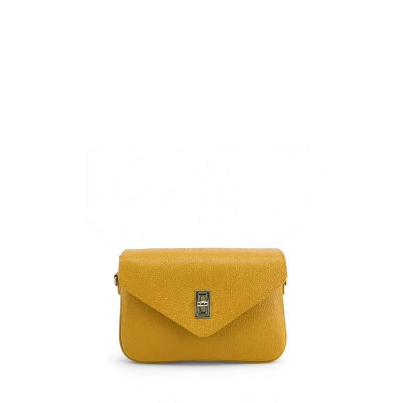 Sac trotteur en cuir grainé BAGGY Jaune moutarde