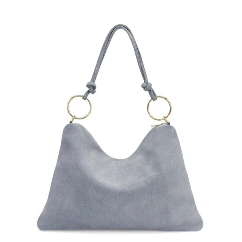 Sac pochette Hobo en daim SOA Bleu pastel