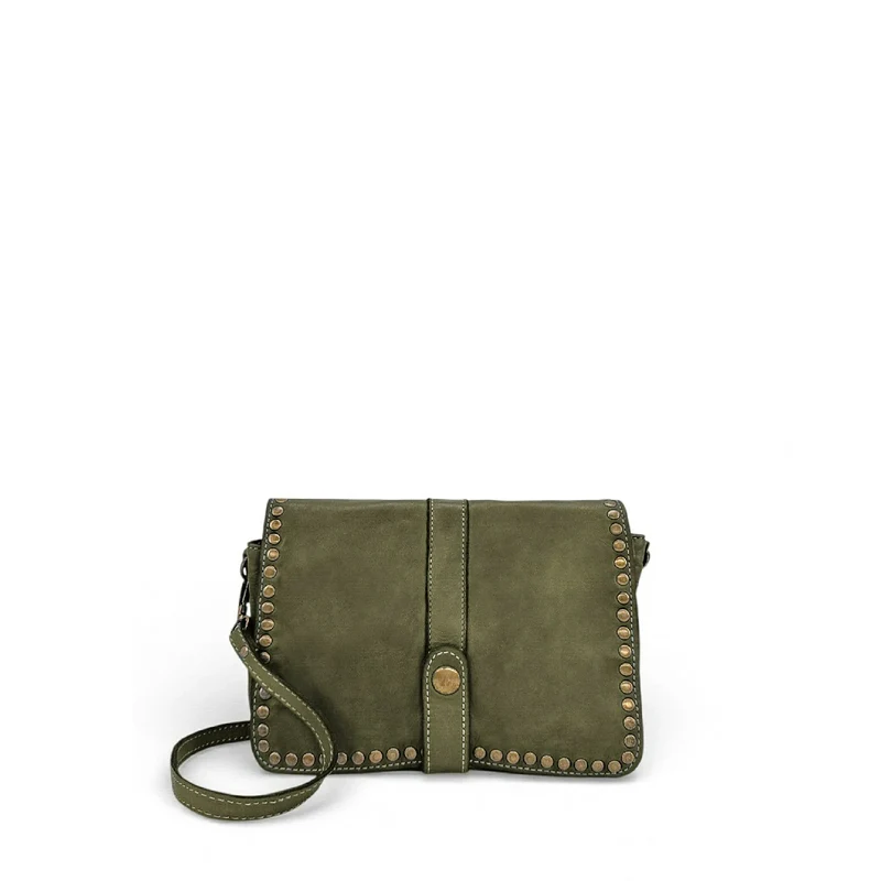 Sac besace à bandoulière en cuir vintage MISS SHAN Vert olive