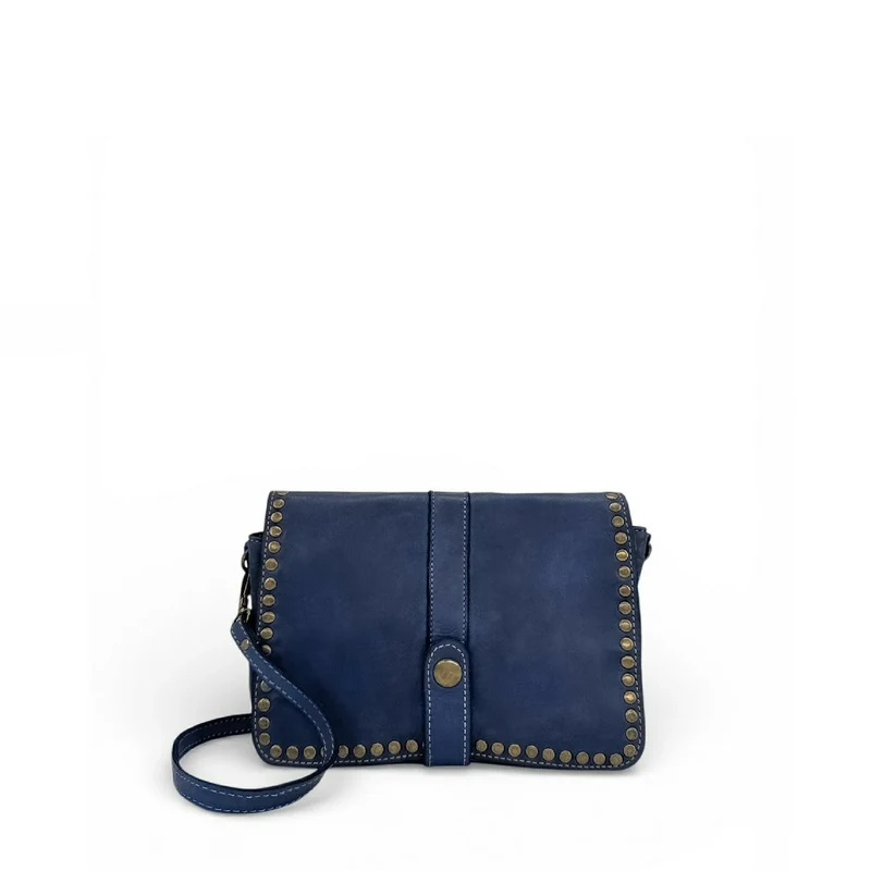 Sac besace à bandoulière en cuir vintage MISS SHAN Bleu profond