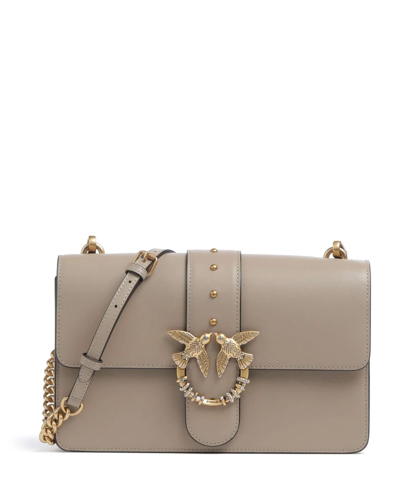 Pinko Love One Classic New Buckle Sac bandoulière grigio talpa/antique gold