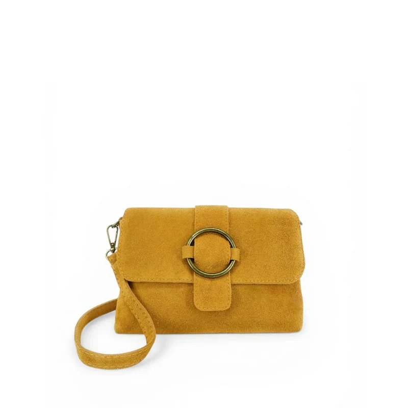 Sac à main en daim VERONE SUEDE Jaune moutarde