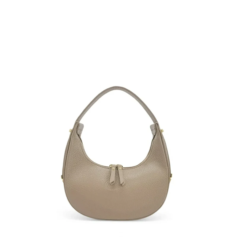 Sac demi-lune en cuir grainé SILOE Taupe