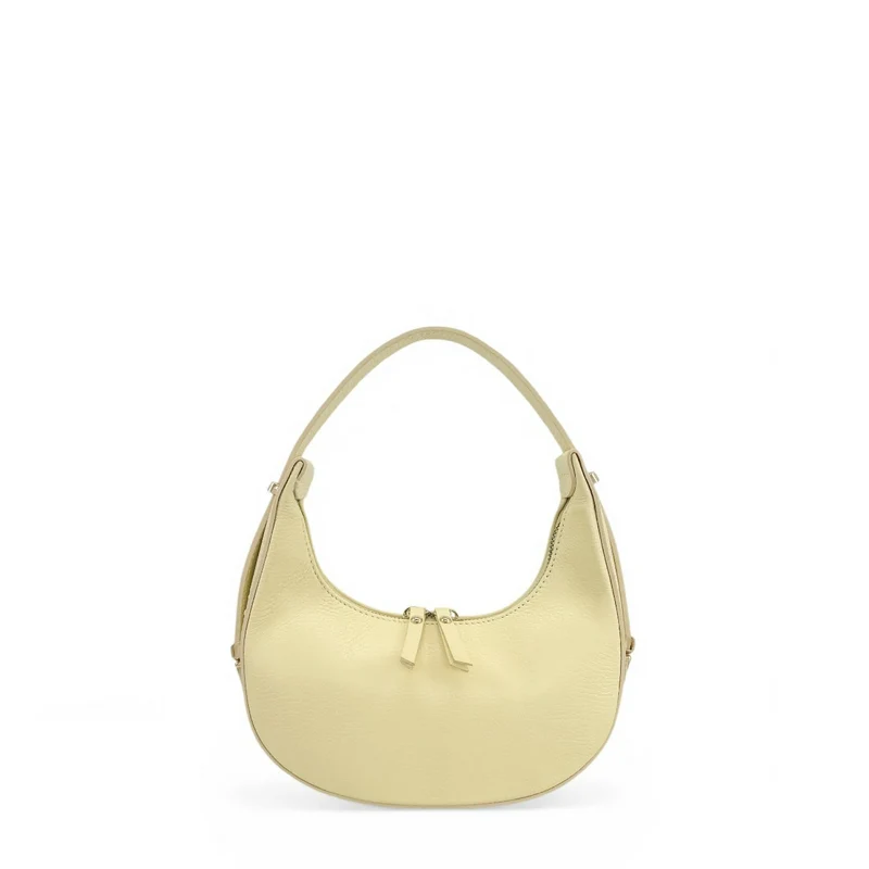 Sac demi-lune en cuir grainé SILOE Soft jaune