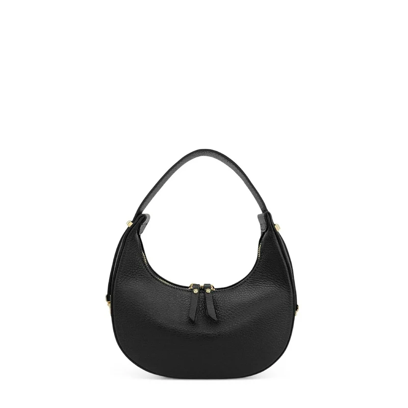Sac demi-lune en cuir grainé SILOE Noir