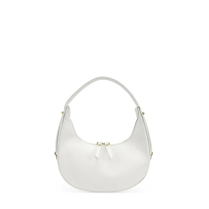 Sac demi-lune en cuir grainé SILOE Blanc