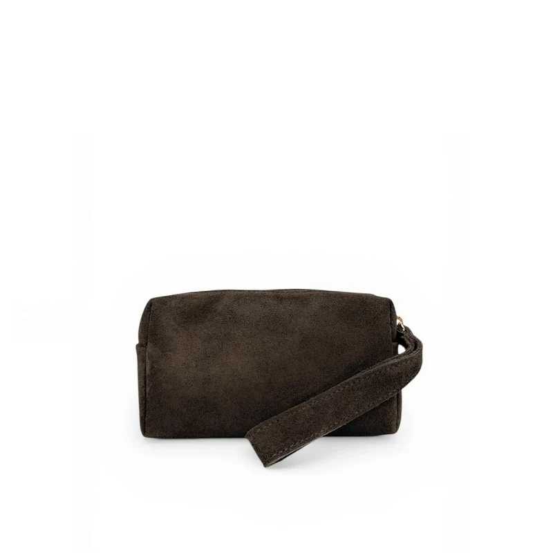 Trousse en daim ELORA SUEDE Marron chocolat