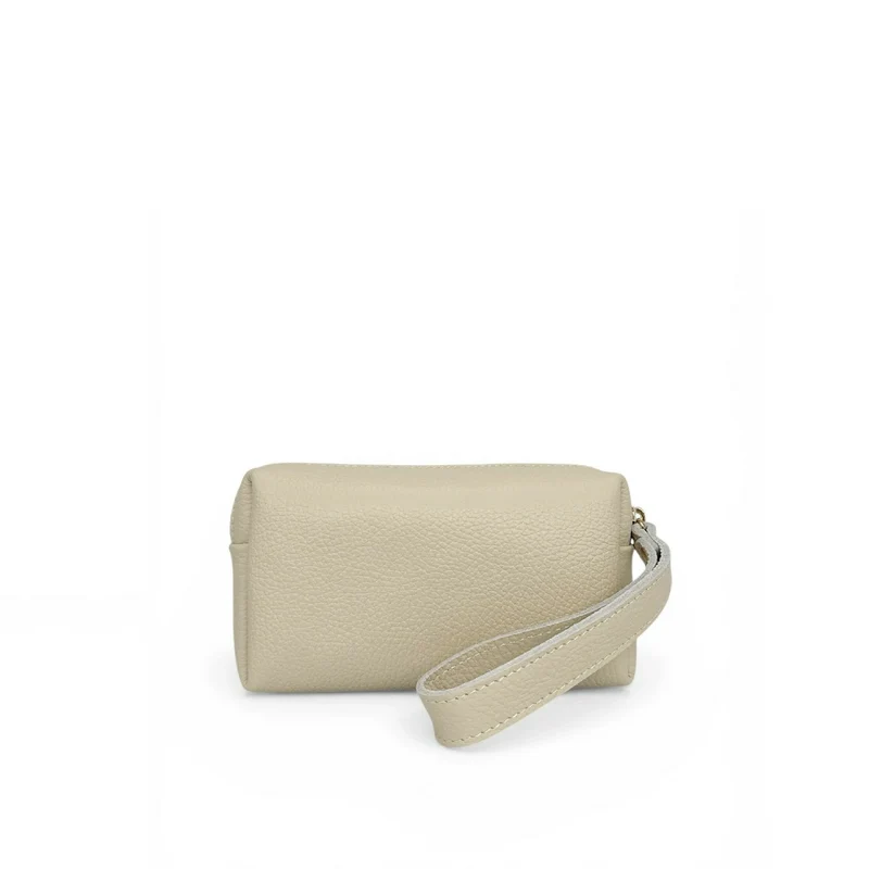 Trousse en cuir grainé ELORA Beige crème