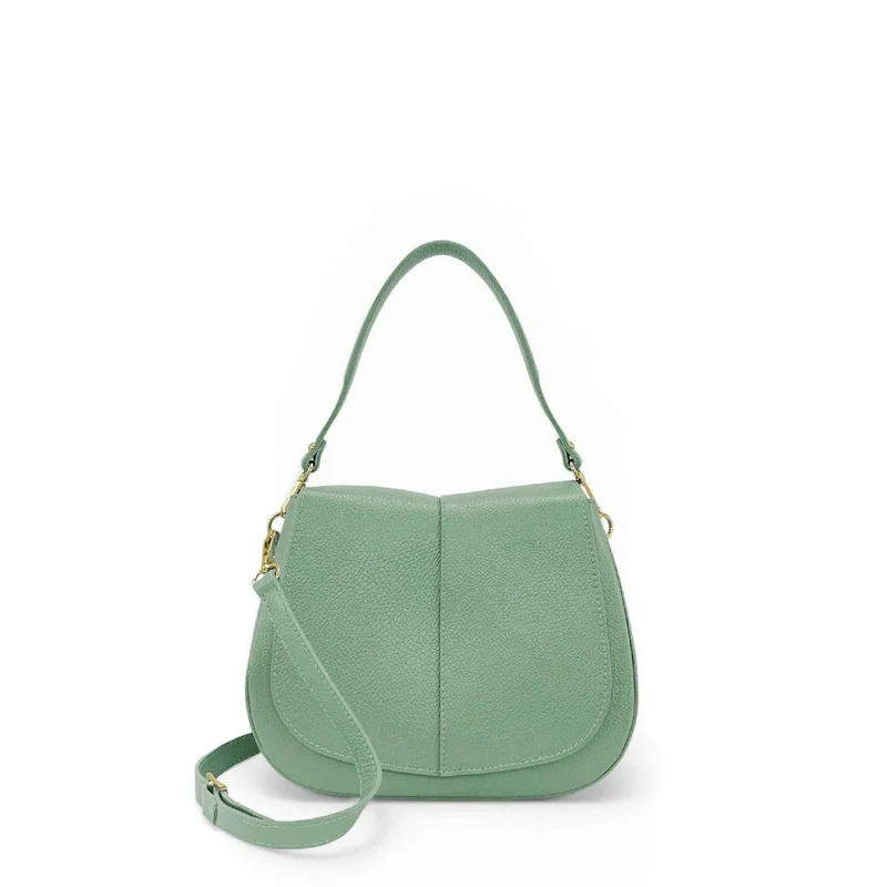 Sac à main en cuir grainé LOUIE Vert pastel