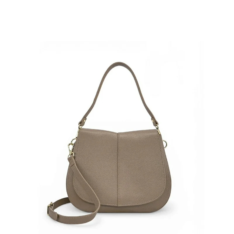 Sac à main en cuir grainé LOUIE Taupe foncé