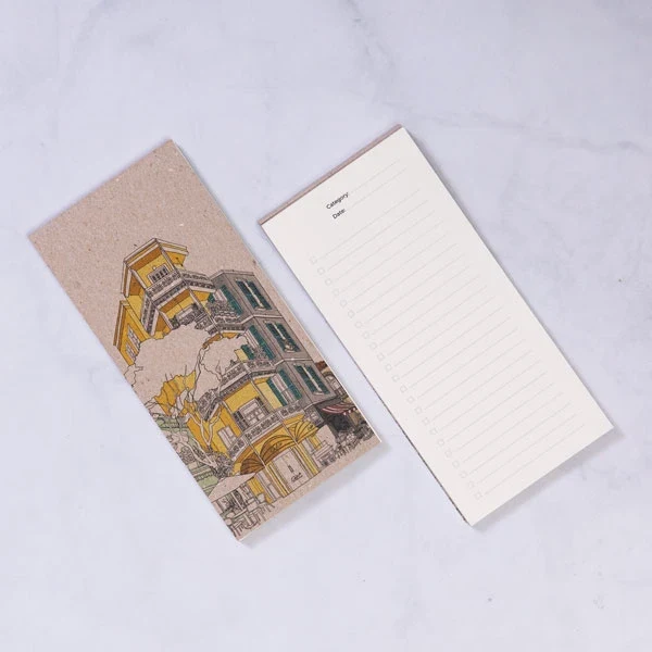 Bloc note checklist en papier recyclé avec illustration