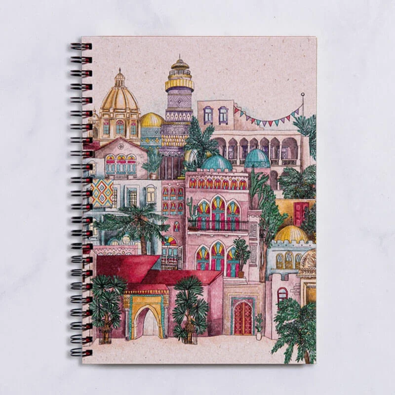 Carnet A5 à spirales avec couverture illustrée rigide