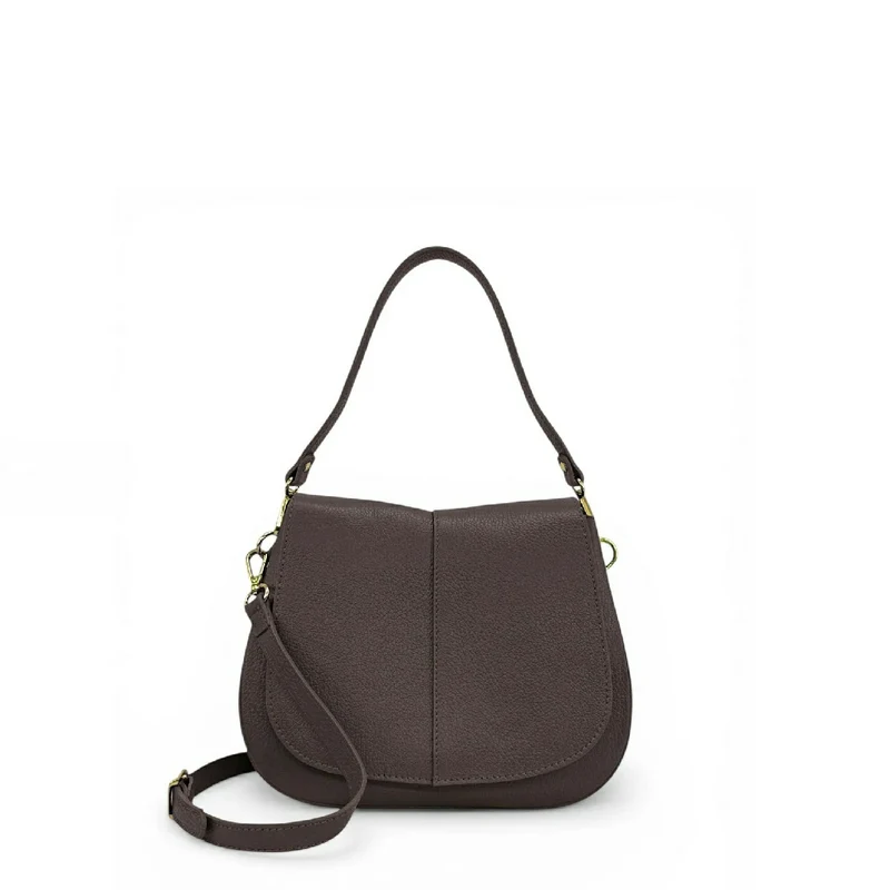 Sac à main en cuir grainé LOUIE Marron chocolat