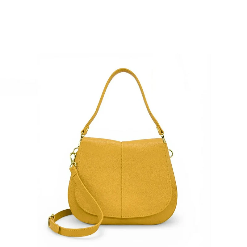 Sac à main en cuir grainé LOUIE Jaune tournesol